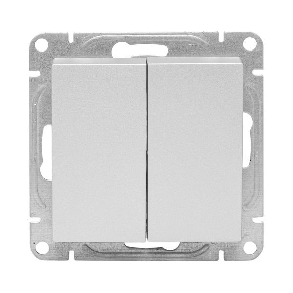 Механизм выключателя, двухклавишный, перекрёстный, алюминий Эпика EKF Механизм выключателя, двухклавишный, перекрёстный, алюминий Эпика EKF