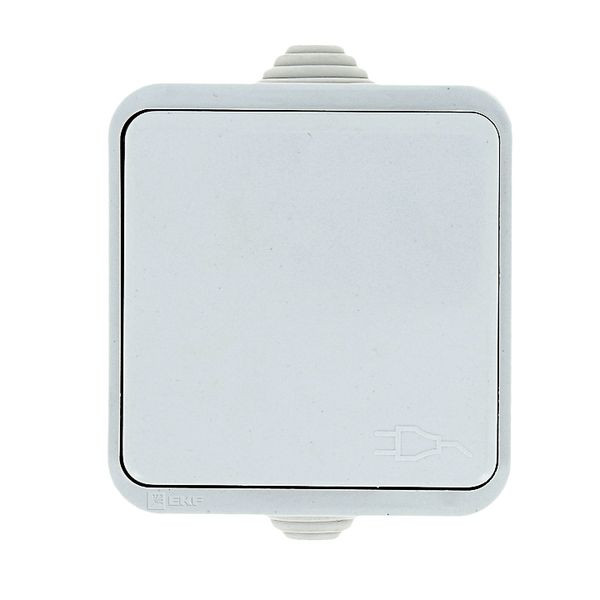 Прага Розетка 1-местная 16А с заземлением с крышкой IP44 белая с защ, штор, EKF Прага Розетка 1-местная 16А с заземлением с крышкой IP44 белая с защ, штор, EKF