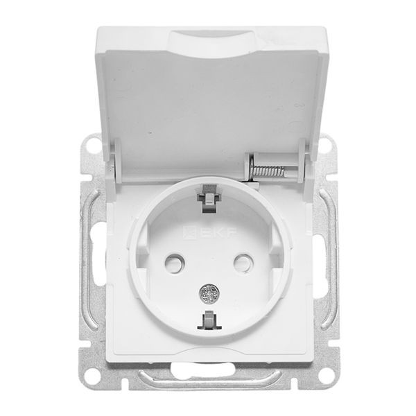 Механизм розетки, 16А, IP44, с заземлением, со шторками, c крышкой, белый Эпика EKF Механизм розетки, 16А, IP44, с заземлением, со шторками, c крышкой, белый Эпика EKF