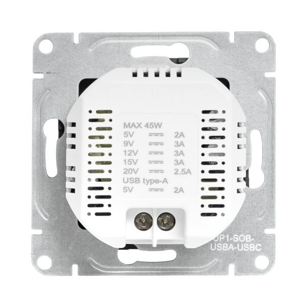 Механизм розетки USB-A+С, чёрный Эпика EKF Механизм розетки USB-A+С, чёрный Эпика EKF