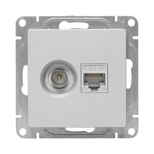 Механизм розетки TV+RJ45 (cat5), алюминий Эпика EKF Механизм розетки TV+RJ45 (cat5), алюминий Эпика EKF