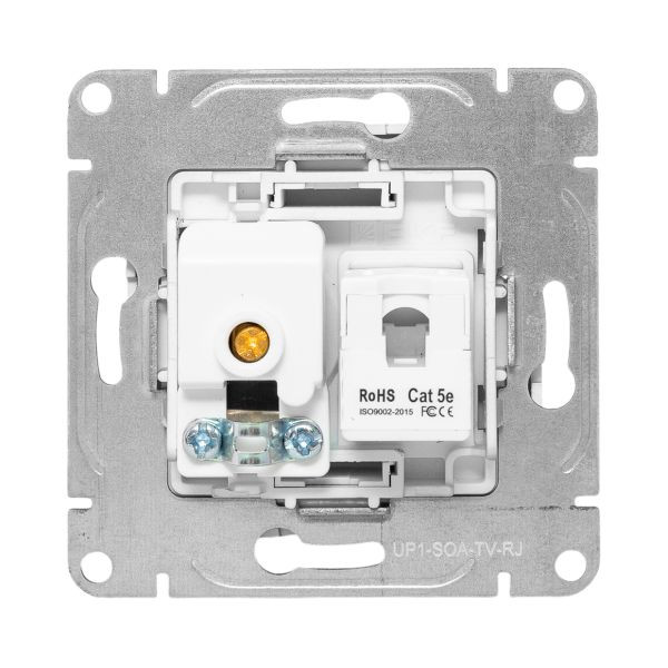 Механизм розетки TV+RJ45 (cat5), алюминий Эпика EKF Механизм розетки TV+RJ45 (cat5), алюминий Эпика EKF