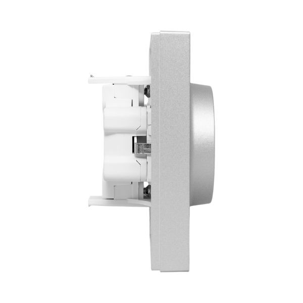 Механизм розетки двойной, 16А, с заземлением, со шторками, с рамкой, алюминий Эпика EKF Механизм розетки двойной, 16А, с заземлением, со шторками, с рамкой, алюминий Эпика EKF