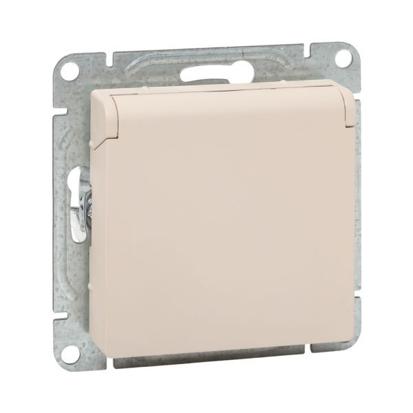 Механизм розетки, 16А, IP44, с заземлением, со шторками, c крышкой, кремовый Эпика EKF Механизм розетки, 16А, IP44, с заземлением, со шторками, c крышкой, кремовый Эпика EKF