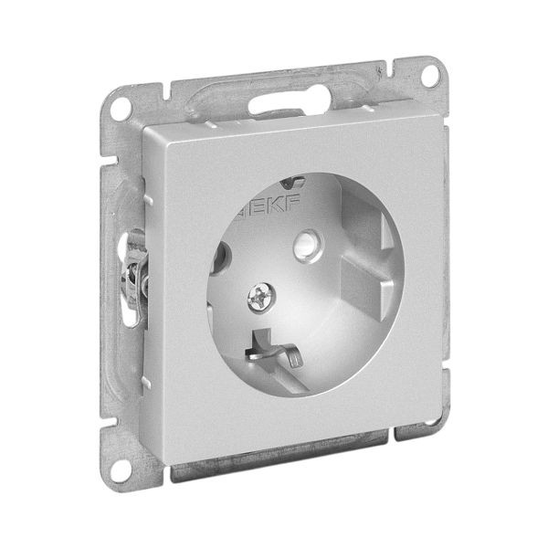 Механизм розетки, 16А, с заземлением, со шторками, алюминий Эпика EKF Механизм розетки, 16А, с заземлением, со шторками, алюминий Эпика EKF