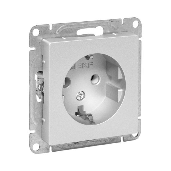 Механизм розетки, 16А, с заземлением, без шторок, алюминий Эпика EKF Механизм розетки, 16А, с заземлением, без шторок, алюминий Эпика EKF