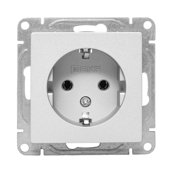 Механизм розетки, 16А, с заземлением, без шторок, алюминий Эпика EKF Механизм розетки, 16А, с заземлением, без шторок, алюминий Эпика EKF