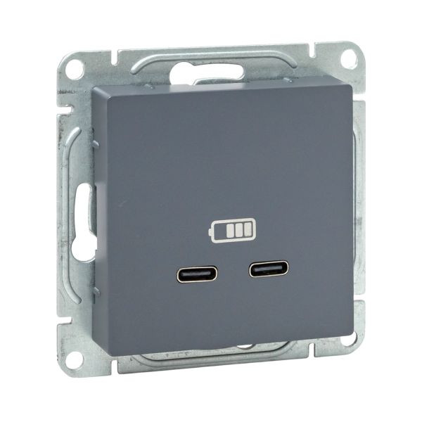 Механизм розетки USB-C - 2шт, графит Эпика EKF Механизм розетки USB-C - 2шт, графит Эпика EKF