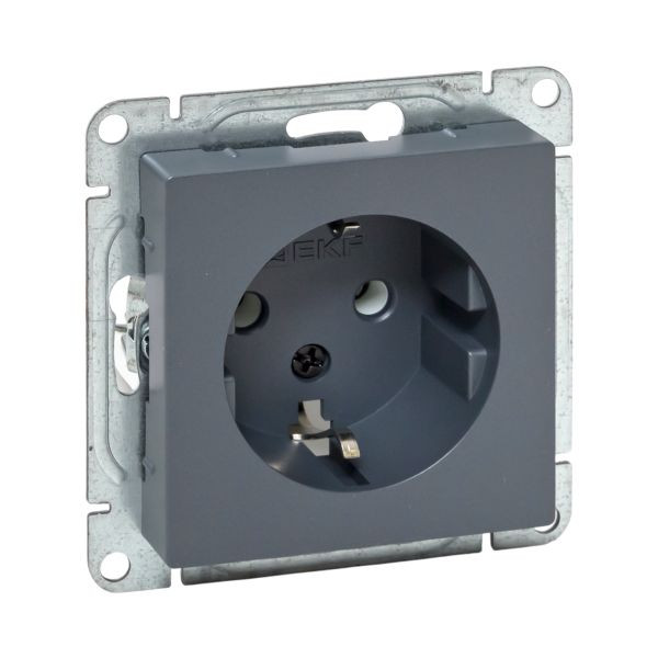 Механизм розетки, 16А, с заземлением, без шторок, графит Эпика EKF Механизм розетки, 16А, с заземлением, без шторок, графит Эпика EKF