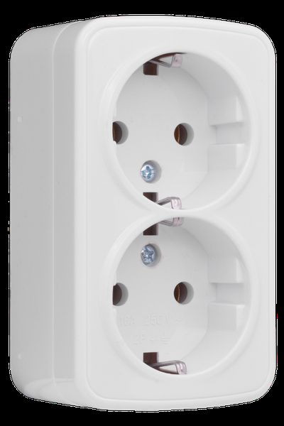 Минск Розетка 2-местная ОП 16А с заземлением белая EKF Basic Минск Розетка 2-местная ОП 16А с заземлением белая EKF Basic