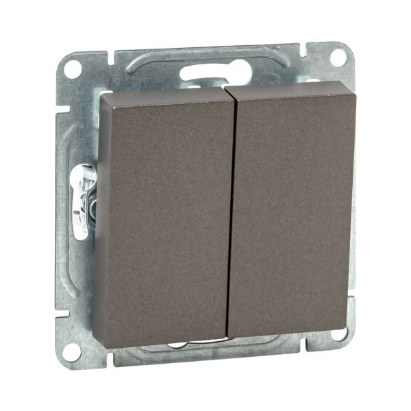 Механизм выключателя, двухклавишный, кнопочный, мокко Эпика EKF Механизм выключателя, двухклавишный, кнопочный, мокко Эпика EKF