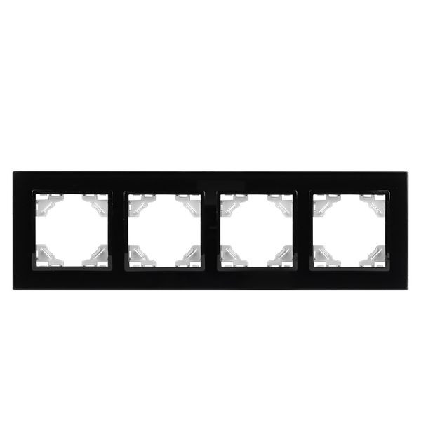 Минск Рамка 4-местная стеклянная черная EKF Basic Минск Рамка 4-местная стеклянная черная EKF Basic