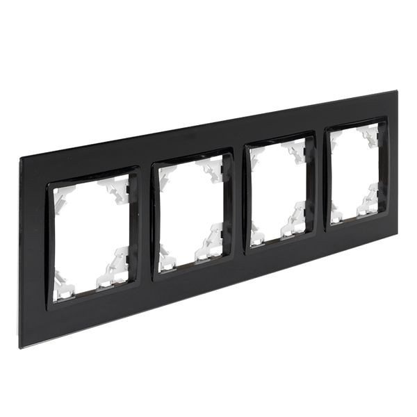 Минск Рамка 4-местная стеклянная черная EKF Basic Минск Рамка 4-местная стеклянная черная EKF Basic