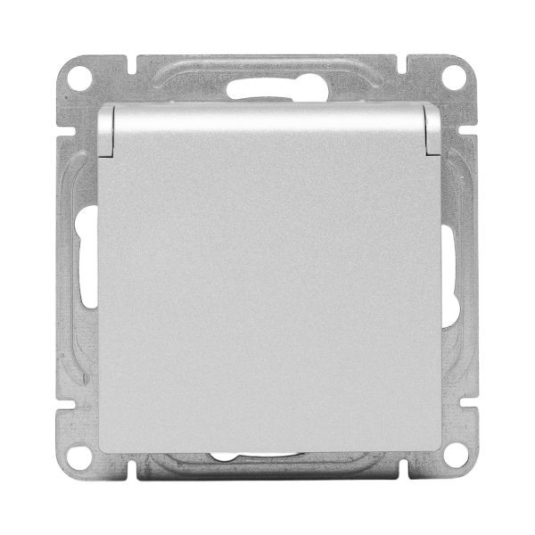 Механизм розетки, 16А, IP44, с заземлением, со шторками, c крышкой, алюминий Эпика EKF Механизм розетки, 16А, IP44, с заземлением, со шторками, c крышкой, алюминий Эпика EKF