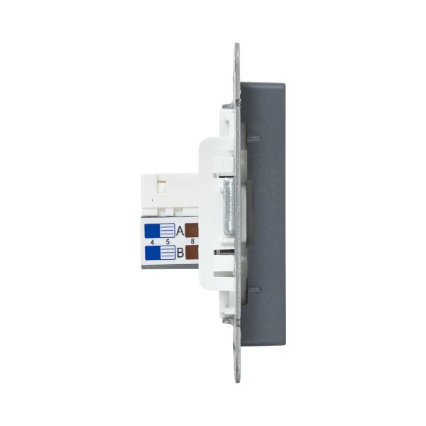 Механизм розетки RJ45 - 2шт, (cat5), графит Эпика EKF Механизм розетки RJ45 - 2шт, (cat5), графит Эпика EKF