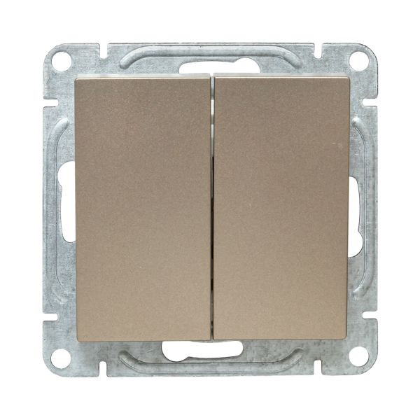 Механизм выключателя, двухклавишный, кнопочный, шампань Эпика EKF Механизм выключателя, двухклавишный, кнопочный, шампань Эпика EKF