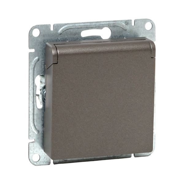 Механизм розетки двойной, 16А, IP44, с заземлением, со шторками, с рамкой, с крышками, мокко Эпика EKF Механизм розетки двойной, 16А, IP44, с заземлением, со шторками, с рамкой, с крышками, мокко Эпика EKF