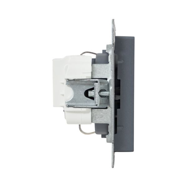 Механизм розетки, 16А, с заземлением, со шторками, графит Эпика EKF Механизм розетки, 16А, с заземлением, со шторками, графит Эпика EKF