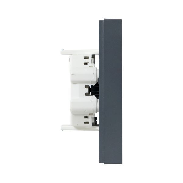 Механизм розетки двойной, 16А, без заземления, без шторок, с рамкой, графит Эпика EKF Механизм розетки двойной, 16А, без заземления, без шторок, с рамкой, графит Эпика EKF