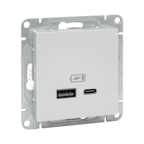 Механизм розетки USB-A+С, алюминий Эпика EKF Механизм розетки USB-A+С, алюминий Эпика EKF