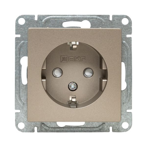 Механизм розетки, 16А, с заземлением, со шторками, шампань Эпика EKF Механизм розетки, 16А, с заземлением, со шторками, шампань Эпика EKF