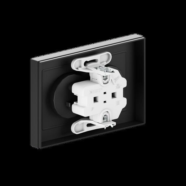 Механизм розетки двойной, 16А, без заземления, без шторок, с рамкой, чёрный Эпика EKF Механизм розетки двойной, 16А, без заземления, без шторок, с рамкой, чёрный Эпика EKF