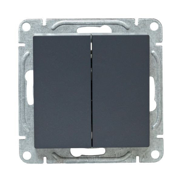 Механизм выключателя, двухклавишный, проходной, графит Эпика EKF Механизм выключателя, двухклавишный, проходной, графит Эпика EKF