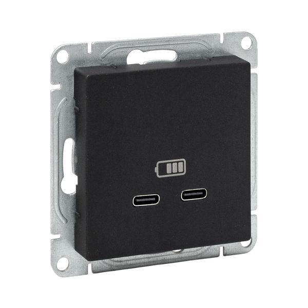 Механизм розетки USB-C - 2шт, чёрный Эпика EKF Механизм розетки USB-C - 2шт, чёрный Эпика EKF