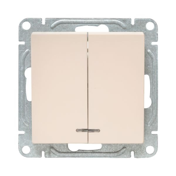 Механизм выключателя, двухклавишный, с подсветкой, кремовый Эпика EKF Механизм выключателя, двухклавишный, с подсветкой, кремовый Эпика EKF