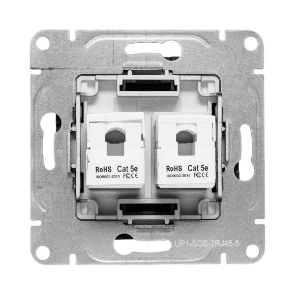 Механизм розетки RJ45 - 2шт, (cat5), чёрный Эпика EKF Механизм розетки RJ45 - 2шт, (cat5), чёрный Эпика EKF