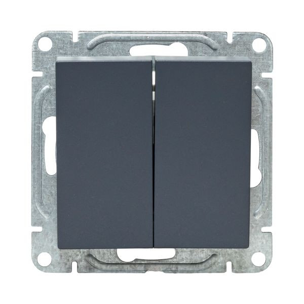 Механизм выключателя, двухклавишный, графит Эпика EKF Механизм выключателя, двухклавишный, графит Эпика EKF