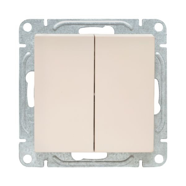 Механизм выключателя, двухклавишный, проходной, кремовый Эпика EKF Механизм выключателя, двухклавишный, проходной, кремовый Эпика EKF