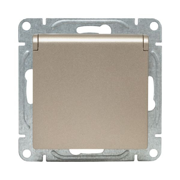 Механизм розетки, 16А, IP44, с заземлением, со шторками, c крышкой, шампань Эпика EKF Механизм розетки, 16А, IP44, с заземлением, со шторками, c крышкой, шампань Эпика EKF