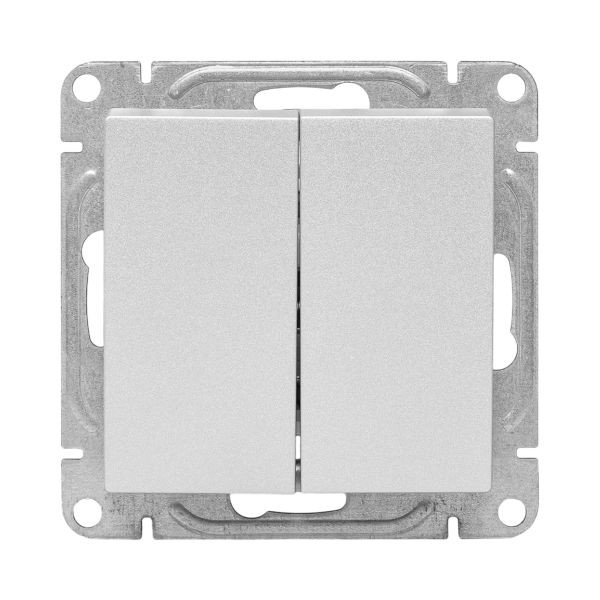 Механизм выключателя, двухклавишный, проходной, алюминий Эпика EKF Механизм выключателя, двухклавишный, проходной, алюминий Эпика EKF