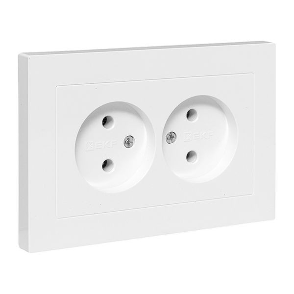 Механизм розетки двойной, 16А, без заземления, без шторок, с рамкой, белый Эпика EKF Механизм розетки двойной, 16А, без заземления, без шторок, с рамкой, белый Эпика EKF