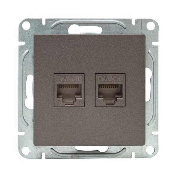 Механизм розетки RJ45 - 2шт, (cat5), мокко Эпика EKF Механизм розетки RJ45 - 2шт, (cat5), мокко Эпика EKF