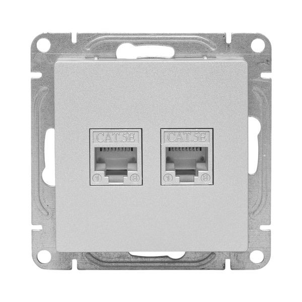 Механизм розетки RJ45 - 2шт, (cat5), алюминий Эпика EKF Механизм розетки RJ45 - 2шт, (cat5), алюминий Эпика EKF