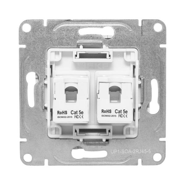 Механизм розетки RJ45 - 2шт, (cat5), алюминий Эпика EKF Механизм розетки RJ45 - 2шт, (cat5), алюминий Эпика EKF