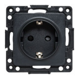 Стокгольм Механизм Розетки 1-местной с/з 16А винтовые клеммы черный с защ, штор, EKF PROxima