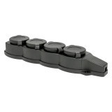 Розетка (колодка) четырехместная с защит, крышками каучуковая 230В 2P+PE 16A IP44 EKF Марс