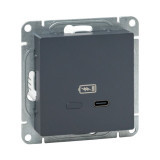 Механизм розетки USB-С, быстрая, графит Эпика EKF