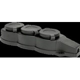 Розетка (колодка) трехместная с защит, крышками каучуковая 230В 2P+PE 16A IP44 EKF Марс