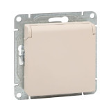 Механизм розетки, 16А, IP44, с заземлением, со шторками, c крышкой, кремовый Эпика EKF