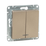 Механизм выключателя, двухклавишный, с подсветкой, шампань Эпика EKF