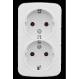 Минск Розетка 2-местная ОП 16А с заземлением белая EKF Basic