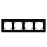 Минск Рамка 4-местная стеклянная черная EKF Basic