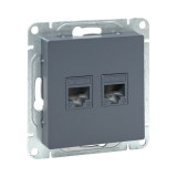 Механизм розетки RJ45 - 2шт, (cat5), графит Эпика EKF