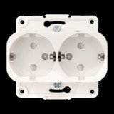 Стокгольм Механизм Розетки 2-местной с/з 16А автоматические клеммы белый с защ, штор, EKF PROxima