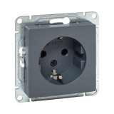 Механизм розетки, 16А, с заземлением, со шторками, графит Эпика EKF