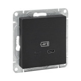 Механизм розетки USB-С, быстрая, чёрная Эпика EKF